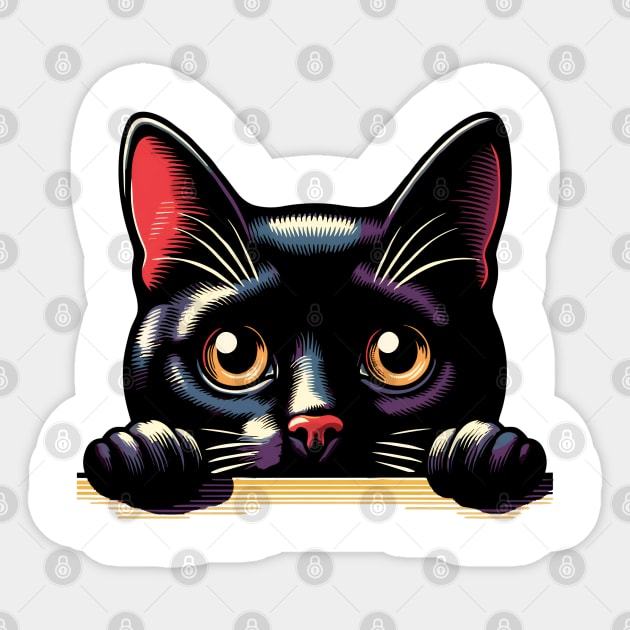 Shy Black Cat Sticker by VisionDesigner